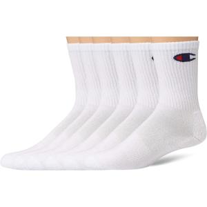 imageChampion Mens Double Dry Moisture Wicking Crew Socks 6 8 12 Packs AvailableWhite  6 Pack