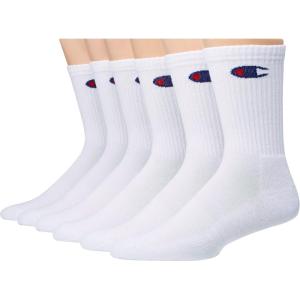 imageChampion Mens Double Dry Moisture Wicking Crew Socks 6 8 12 Packs AvailableWhite Crew C  6 Pack