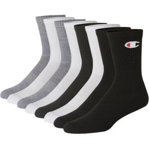 imageChampion Mens Double Dry Moisture Wicking Crew Socks 6 8 12 Packs AvailableWhiteGreyBlack  8 Pack
