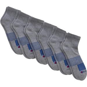 imageChampion Mens Socks Performance Moisture Wicking Ankle Socks for Men 6PackGrey  6 Pack