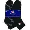 imageChampion Mens Double Dry Moisture Wicking Ankle Socks 6 8 12 Packs AvailableBlack With All Over Script  6 Pack