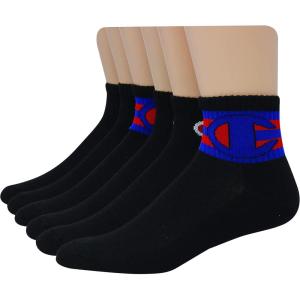 imageChampion Mens Double Dry Moisture Wicking Ankle Socks 6 8 12 Packs AvailableBlack With Buckle C  6 Pack