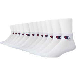 imageChampion Mens Double Dry Moisture Wicking Ankle Socks 6 8 12 Packs AvailableWhite  12 Pack