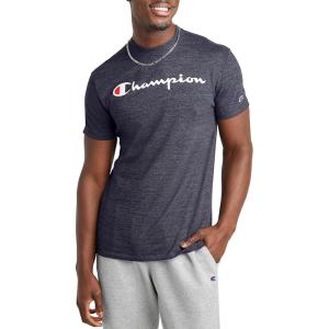 imageChampion Mens Tshirt Powerblend Soft Graphic Tshirt Most Comfortable TShirt For MenNavy Heather Script