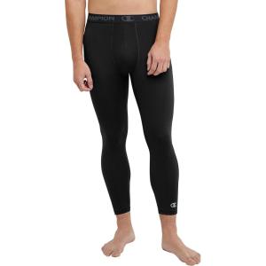 imageChampion Mens Compression Tights MVP Total Support Pouch 34 Compression Tights 235Black C Logo