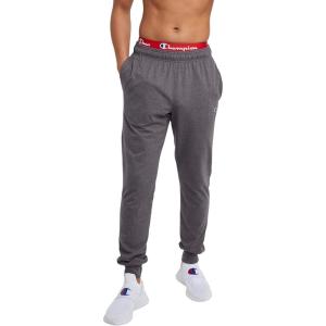 imageChampion Mens Joggers Lightweight Lounge Pants Jersey Graphic Pants for Men 31quotGranite Heather C Patch Logo