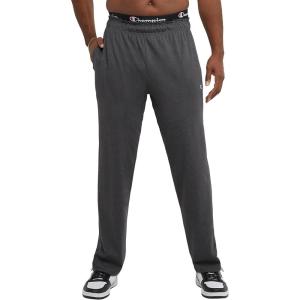 imageChampion Mens Pants Lightweight OpenHem Lounge Pants for Men Jersey Pants Reg or Big ampamp TallGranite Heather C Patch Logo