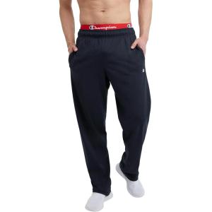 imageChampion Mens Pants Lightweight OpenHem Lounge Pants for Men Jersey Pants Reg or Big ampamp TallNavy C Patch Logo