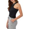 imageChampion WomenS Tank Top Ribbed High Neck Tank Top Fitted Sleeveless Top For WomenBlack