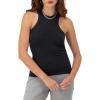 imageChampion WomenS Tank Top Ribbed High Neck Tank Top Fitted Sleeveless Top For WomenBlack