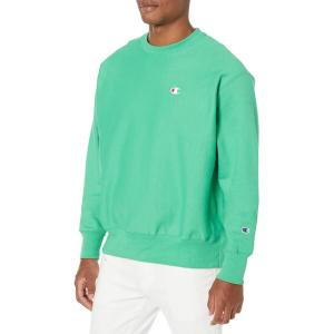 imageChampion Mens Crewneck Sweatshirt Reverse Weave Heavyweight Fleece Sweatshirt For MenGreen Crisp Left Chest C