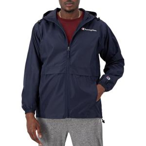 imageChampion Mens Jacket Stadium FullZip Jacket Wind Resistant Water Resistant Jacket For MenNavy Small Script