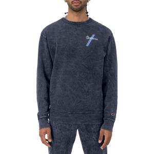 imageChampion Mens Sweatshirt Mineral Dye Graphic Crewneck Sweatshirt Mens Pullover SweatshirtNavy Script Stripe