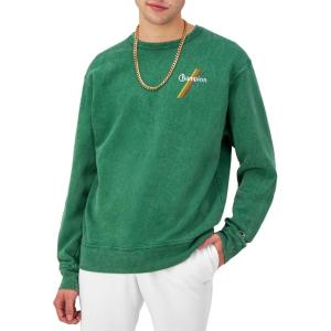 imageChampion Mens Sweatshirt Mineral Dye Graphic Crewneck Sweatshirt Mens Pullover SweatshirtRoad Sign Green Script Stripe