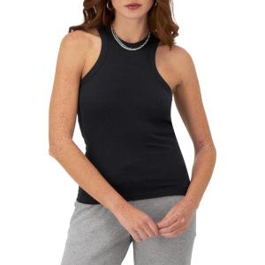 imageChampion WomenS Tank Top Ribbed High Neck Tank Top Fitted Sleeveless Top For WomenBlack