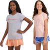 imageChampion Girls Tee Shirt for Kids Short Sleeve TShirt Girls TopsPink Mistgrey Heather