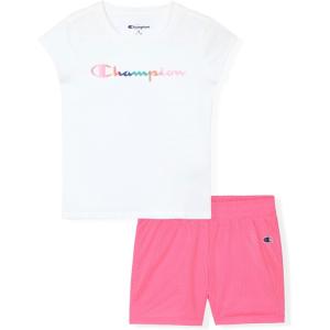 imageChampion Girls Shorts Sets 4 Piece Short Set for Girls Active ClothingWhitepink