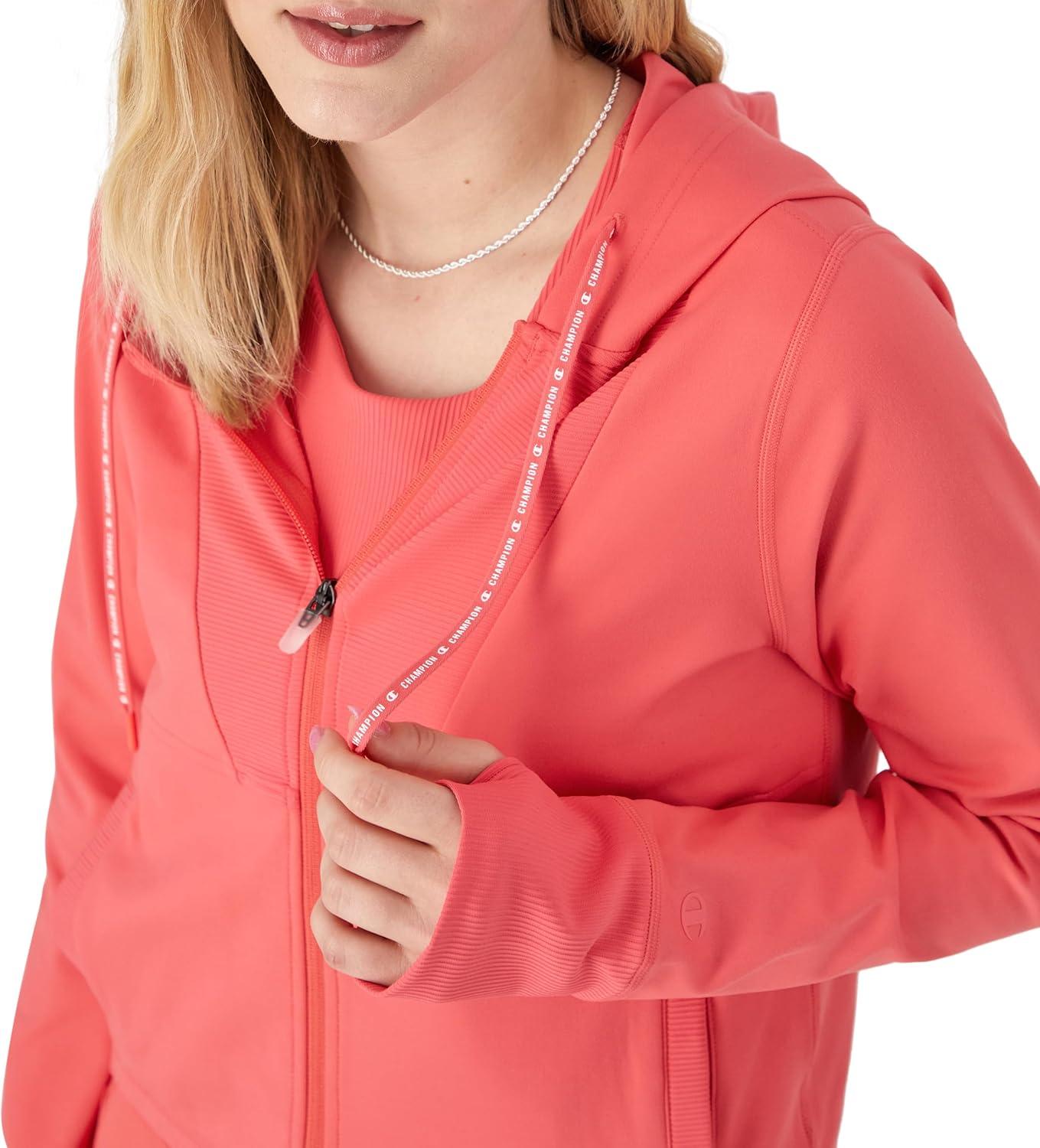 imageChampion WomenS Jacket Soft Touch Moisture Wicking ZipUp Athletic Jacket For WomenHigh Tide Coral