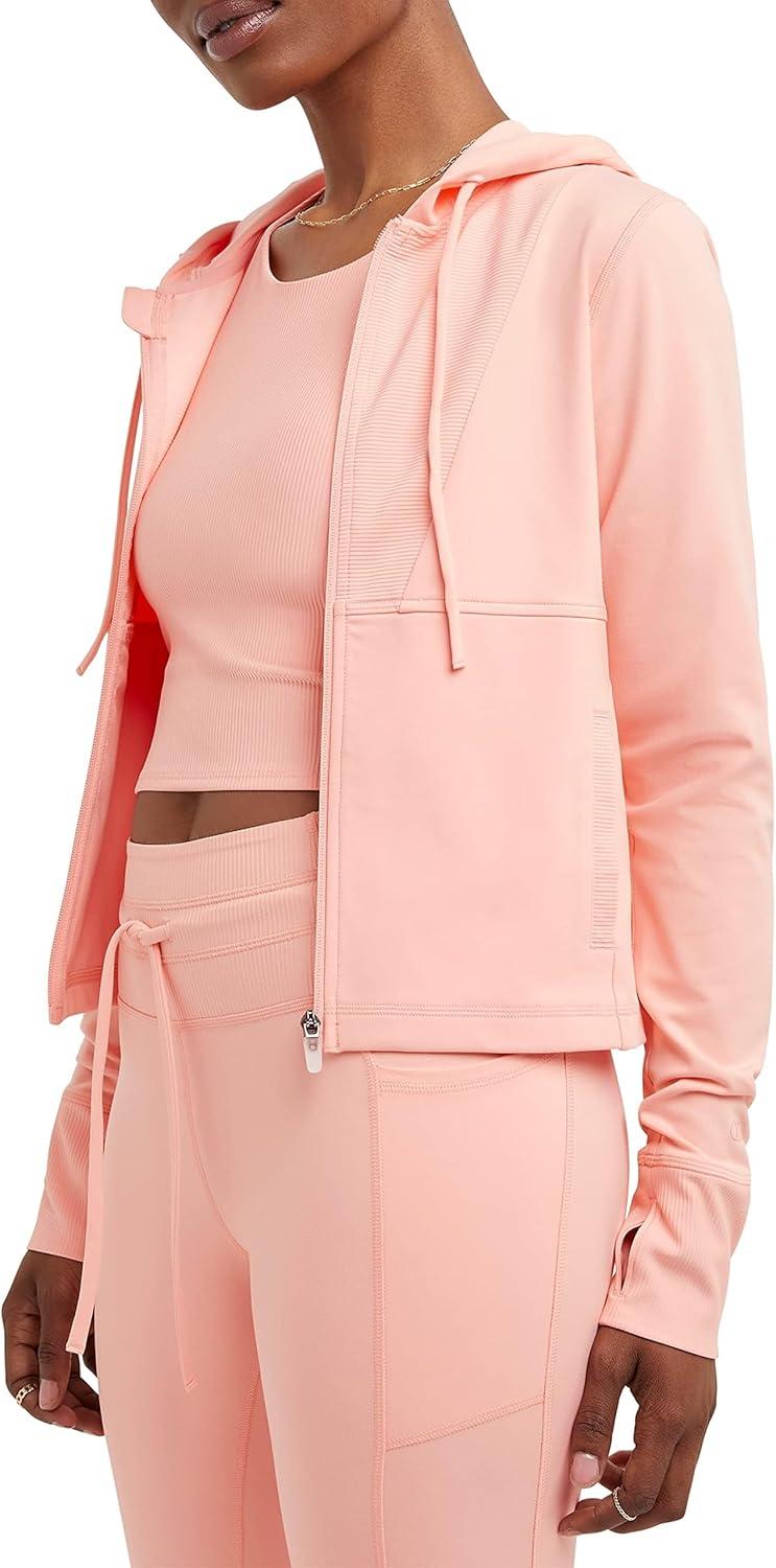 imageChampion WomenS Jacket Soft Touch Moisture Wicking ZipUp Athletic Jacket For WomenPink Star