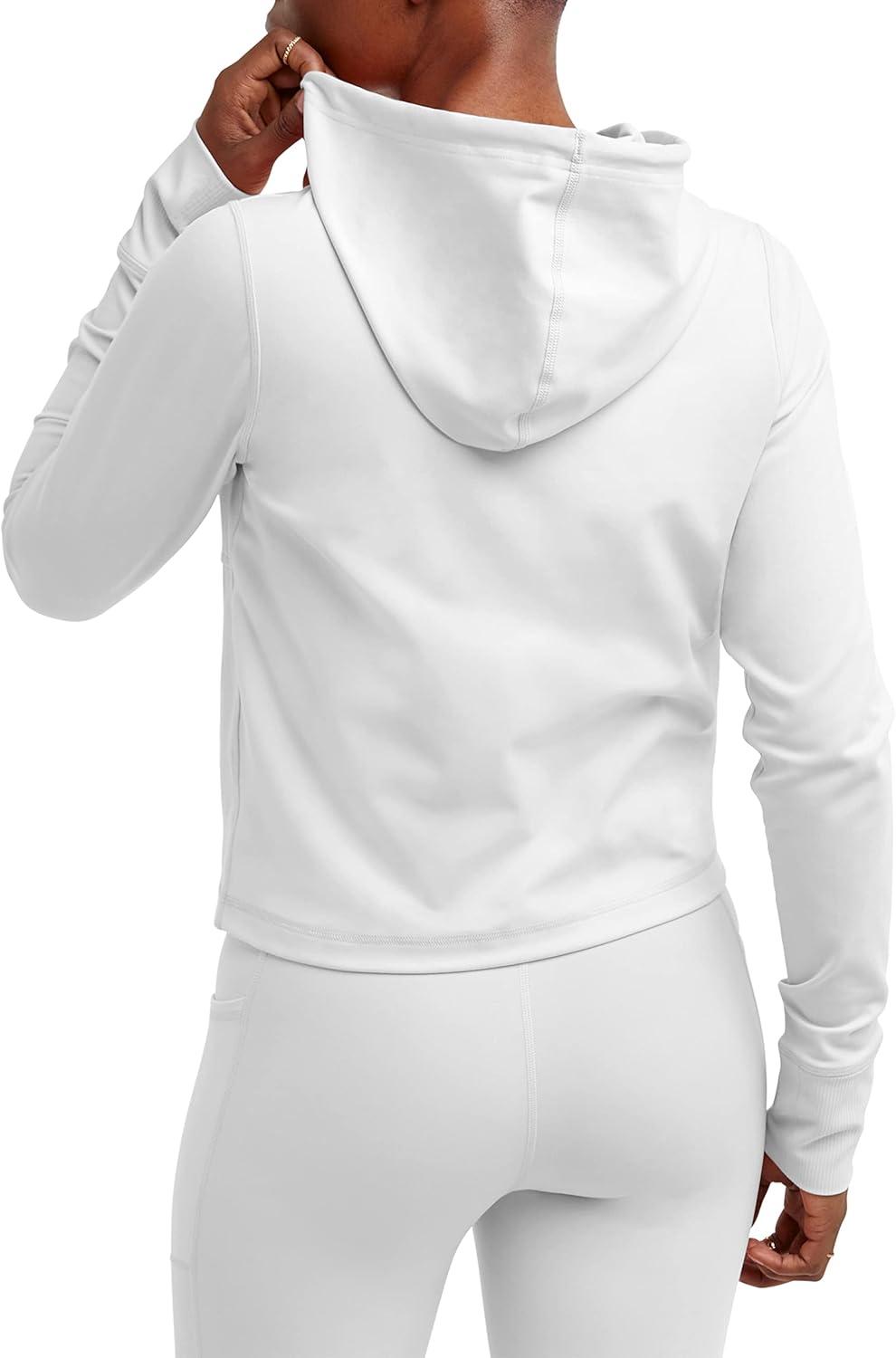 imageChampion WomenS Jacket Soft Touch Moisture Wicking ZipUp Athletic Jacket For WomenWhite