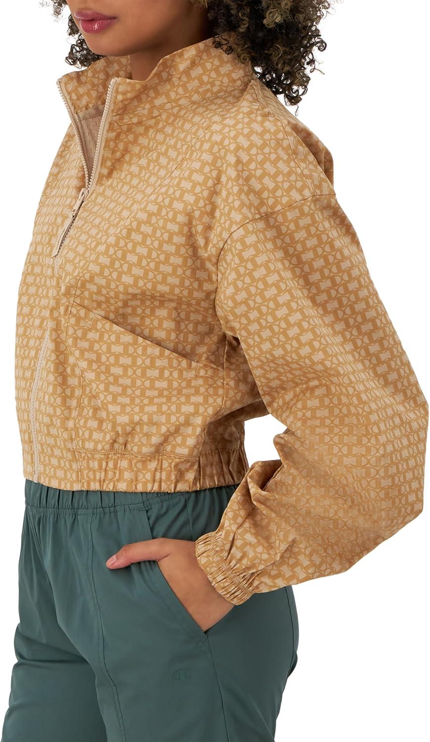 imageChampion Womens Jacket Campus Lightweight ZipUp Jacket with Mockneck For WomenC Interlock Tantalizing Tan