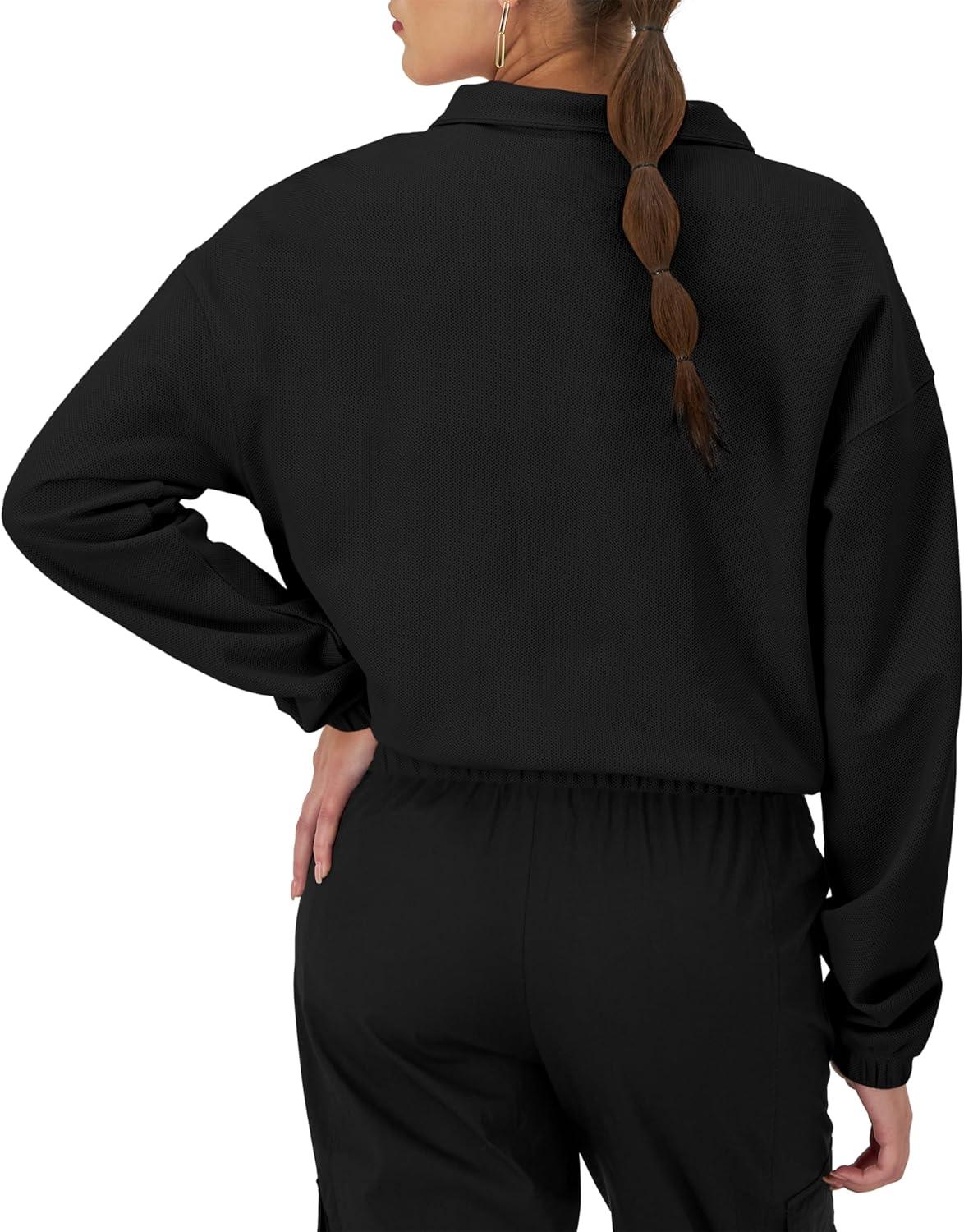 imageChampion Womens Jacket Campus Pique 14 Zip Pullover Jacket with Pockets For WomenBlack