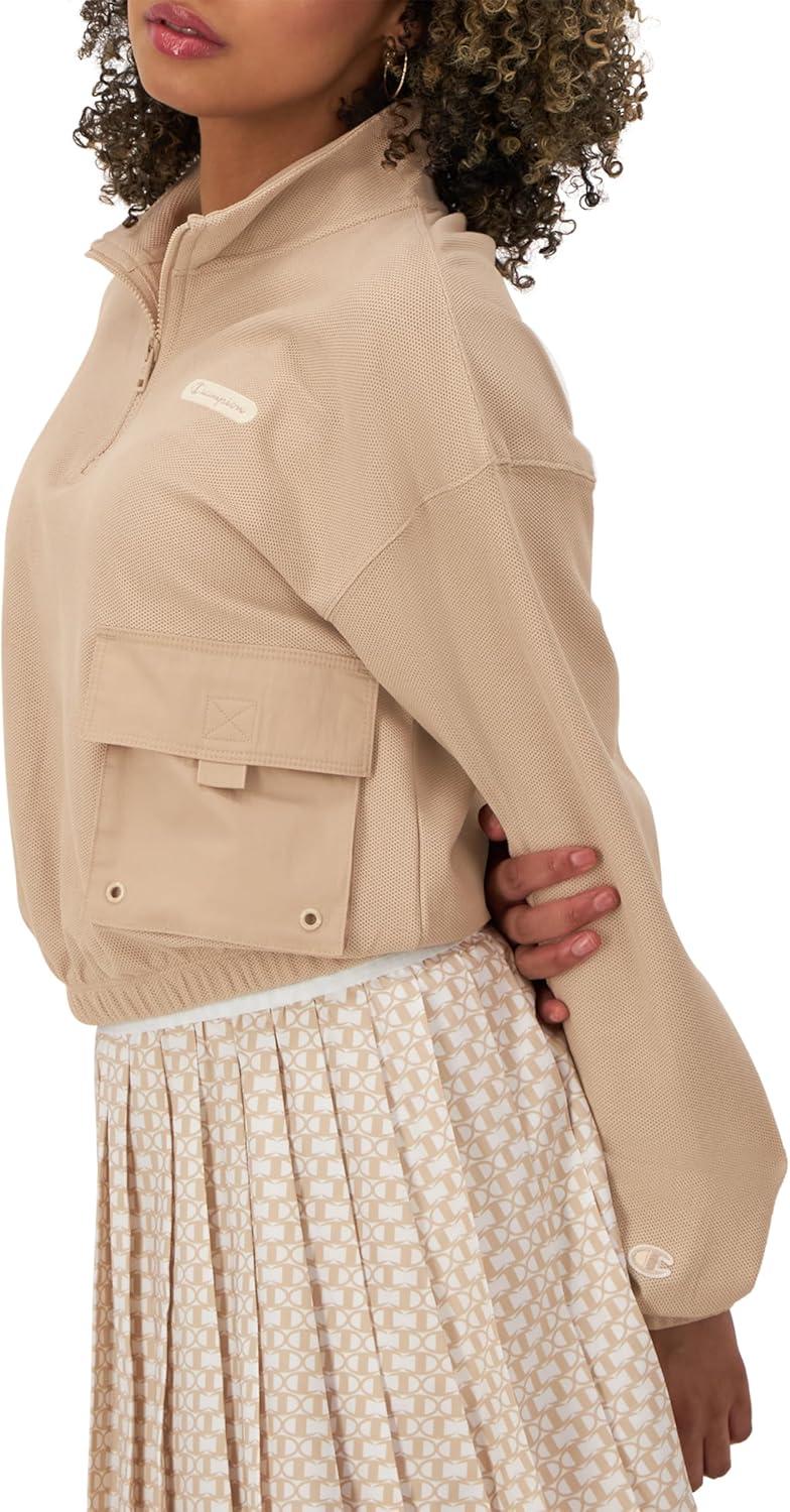 imageChampion Womens Jacket Campus Pique 14 Zip Pullover Jacket with Pockets For WomenChampagne Frost