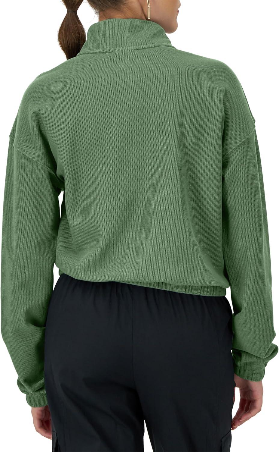 imageChampion Womens Jacket Campus Pique 14 Zip Pullover Jacket with Pockets For WomenNurture Green