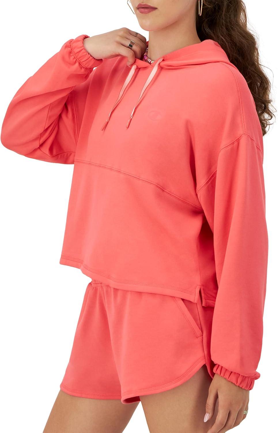 imageChampion Womens Soft Touch Pullover HoodieHigh Tide Coral C Logo