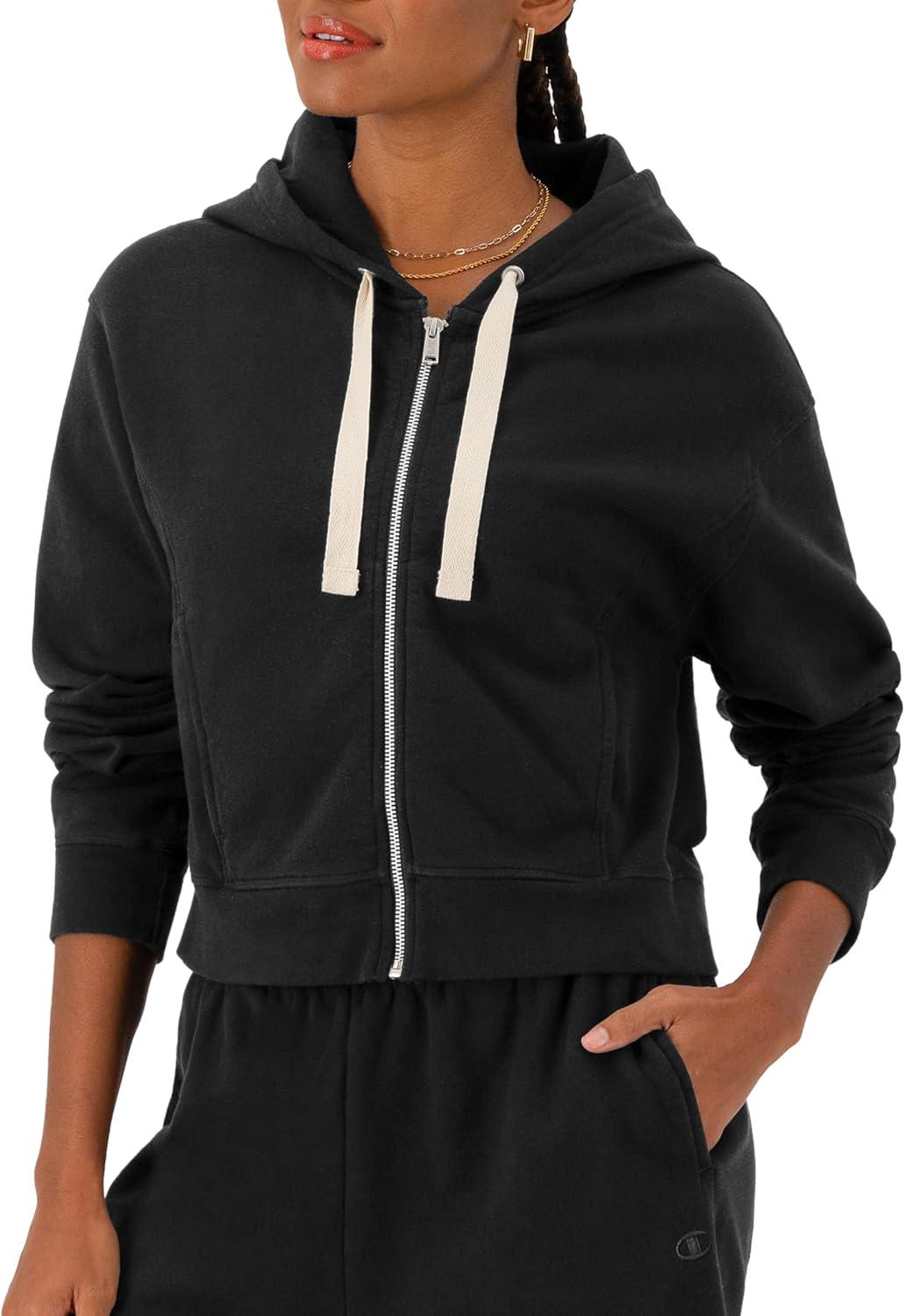 imageChampion Womens Sweatshirt Vintage Wash Hoodie ZipUp Hoodie with Vintage Wash For WomenBlack