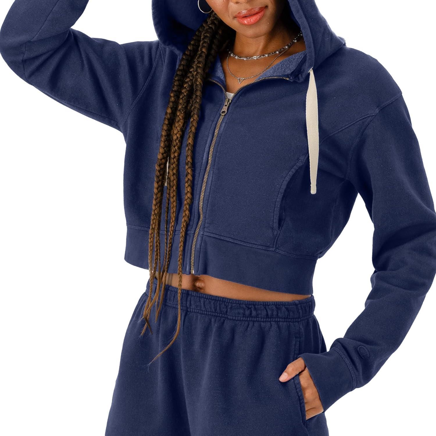 imageChampion Womens Sweatshirt Vintage Wash Hoodie ZipUp Hoodie with Vintage Wash For WomenBlown Glass Blue