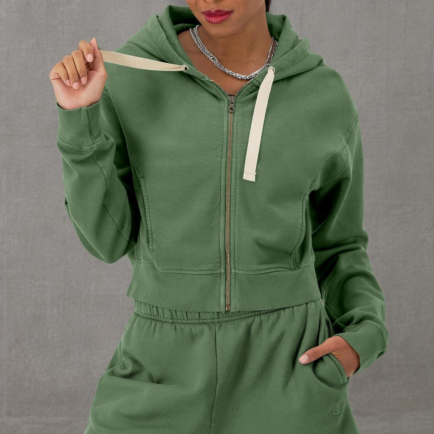 imageChampion Womens Sweatshirt Vintage Wash Hoodie ZipUp Hoodie with Vintage Wash For WomenNurture Green