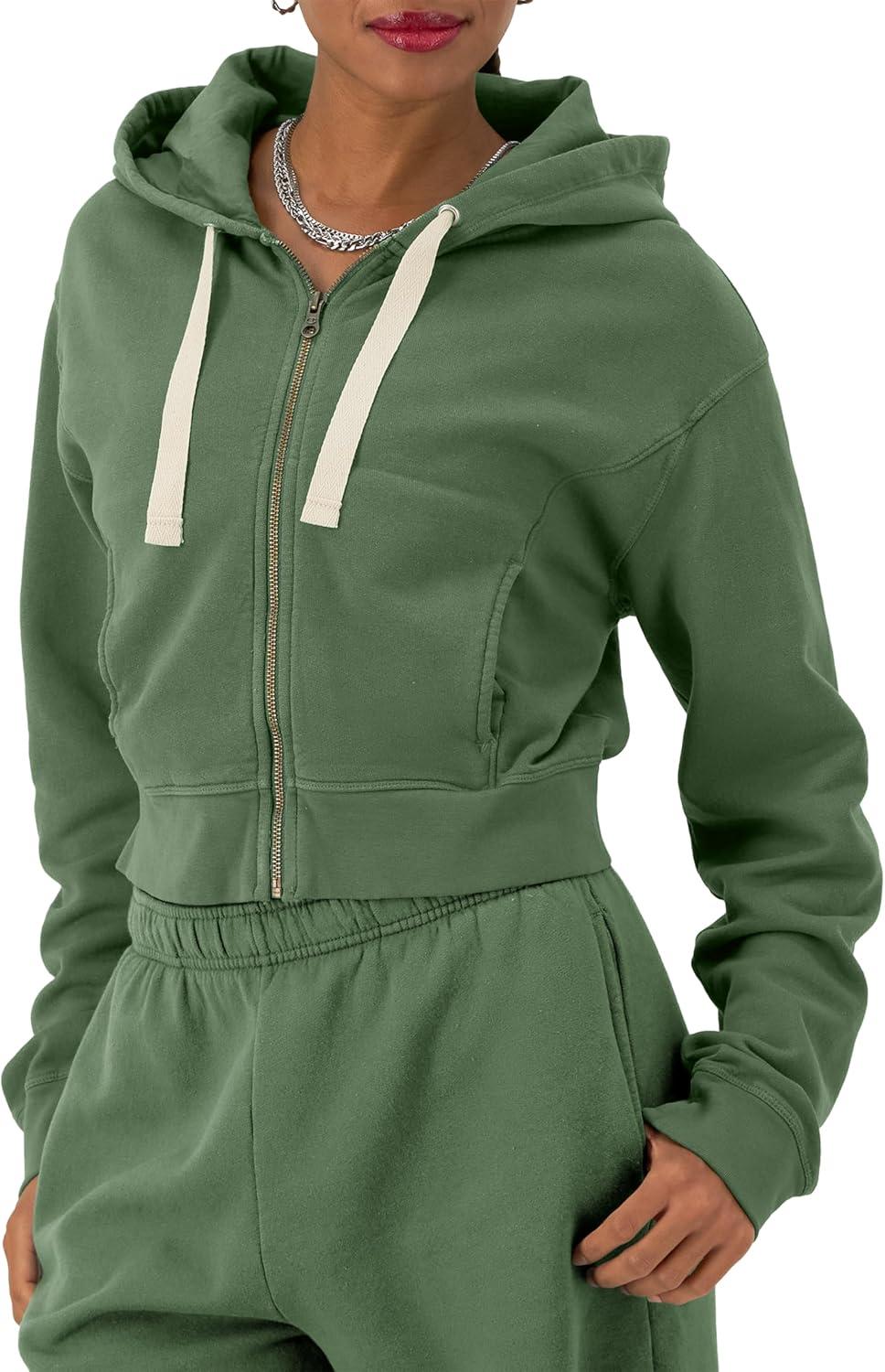 imageChampion Womens Sweatshirt Vintage Wash Hoodie ZipUp Hoodie with Vintage Wash For WomenNurture Green