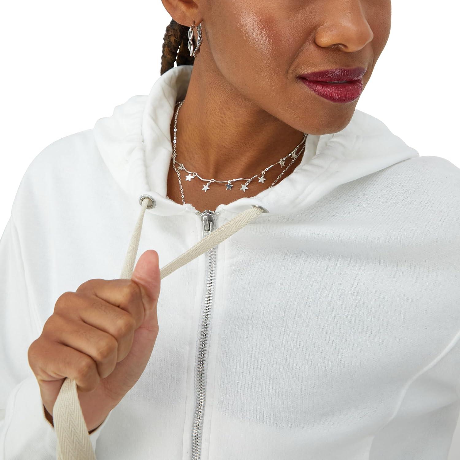 imageChampion Womens Sweatshirt Vintage Wash Hoodie ZipUp Hoodie with Vintage Wash For WomenWhite
