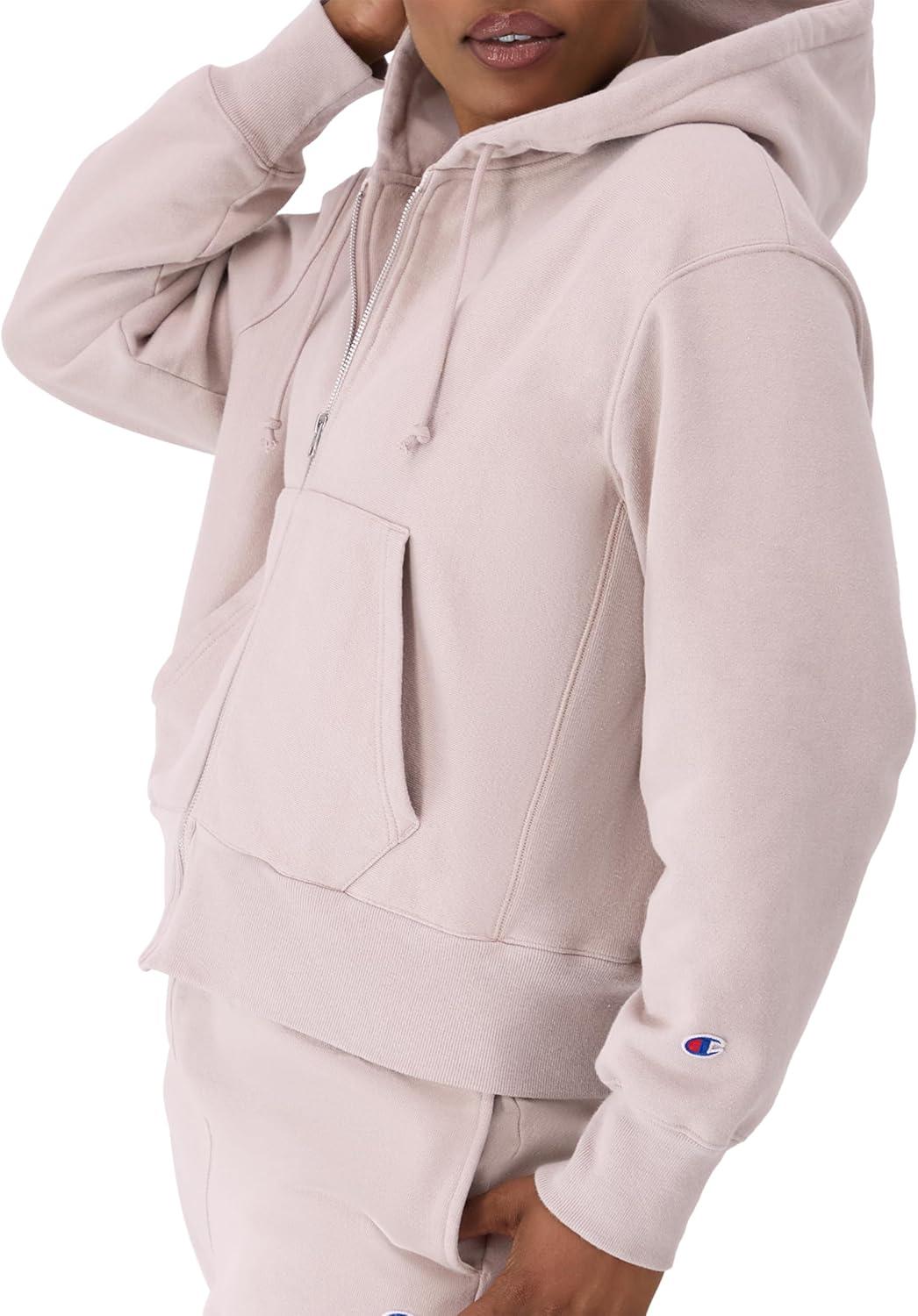 imageChampion Zip Reverse Weave Fleece Hoodie for Women with ZipperWashed Evening Blush
