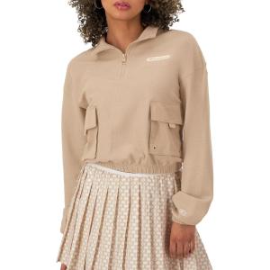 imageChampion Womens Jacket Campus Pique 14 Zip Pullover Jacket with Pockets For WomenChampagne Frost