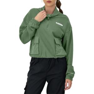 imageChampion Womens Jacket Campus Pique 14 Zip Pullover Jacket with Pockets For WomenNurture Green