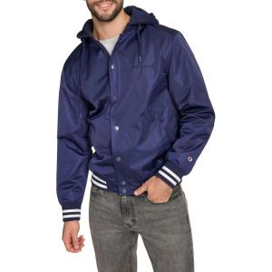 imageChampion Mens Lightweight Varsity Jacket with Jersey HoodPeacoat