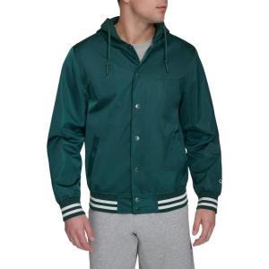 imageChampion Mens Lightweight Varsity Jacket with Jersey HoodRain Forest