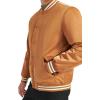 imageChampion Mens Logo StripedTrim Varsity JacketTobacco