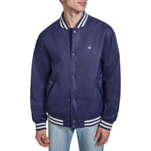 imageChampion Mens Logo StripedTrim Varsity JacketPeacoat