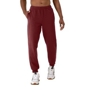 imageChampion Mens Powerblend Fleece Jogger Sweatpants Regular and Big ampamp TallMaroon 3vs C Patch Logo