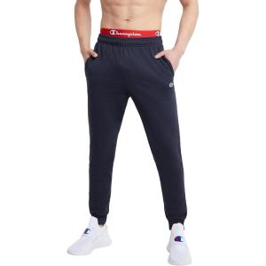 imageChampion Mens Powerblend Fleece Jogger Sweatpants Regular and Big ampamp TallNavy C Patch Logo