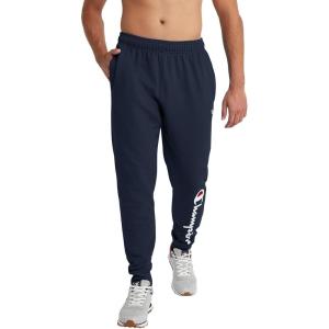 imageChampion Mens Powerblend Fleece Jogger Sweatpants Regular and Big ampamp TallNavy Script