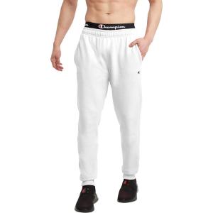 imageChampion Mens Powerblend Fleece Jogger Sweatpants Regular and Big ampamp TallWhite C Patch Logo