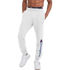 imageChampion Mens Powerblend Fleece Jogger Sweatpants Regular and Big ampamp TallWhite Script