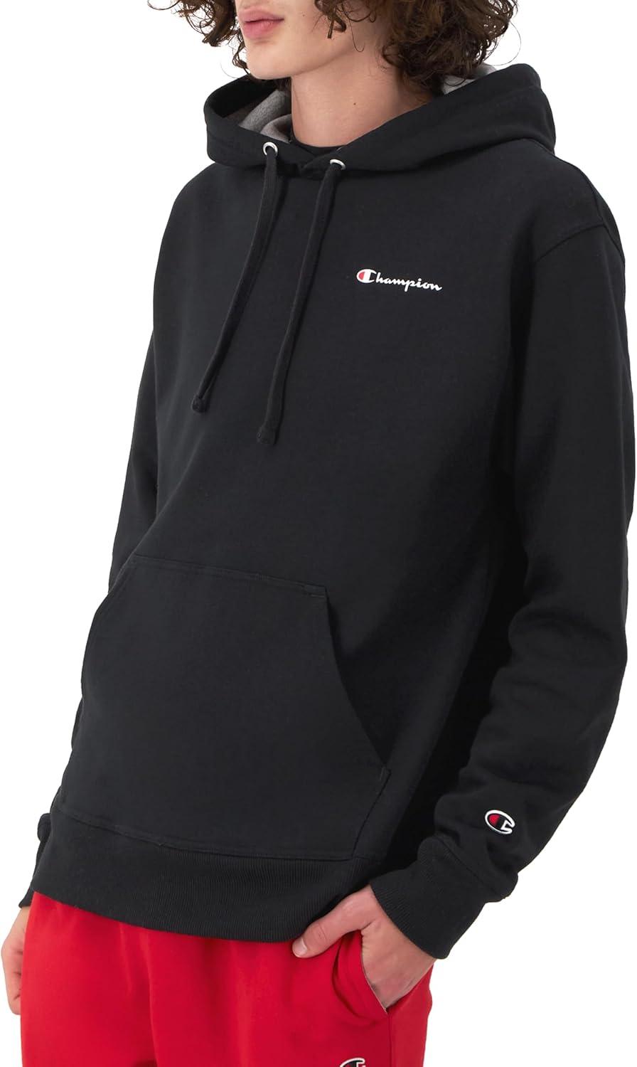 imageChampion Mens Powerblend Fleece Hoodie Sweatshirt with Script Logo Regular and Big ampamp TallBlack Small Script