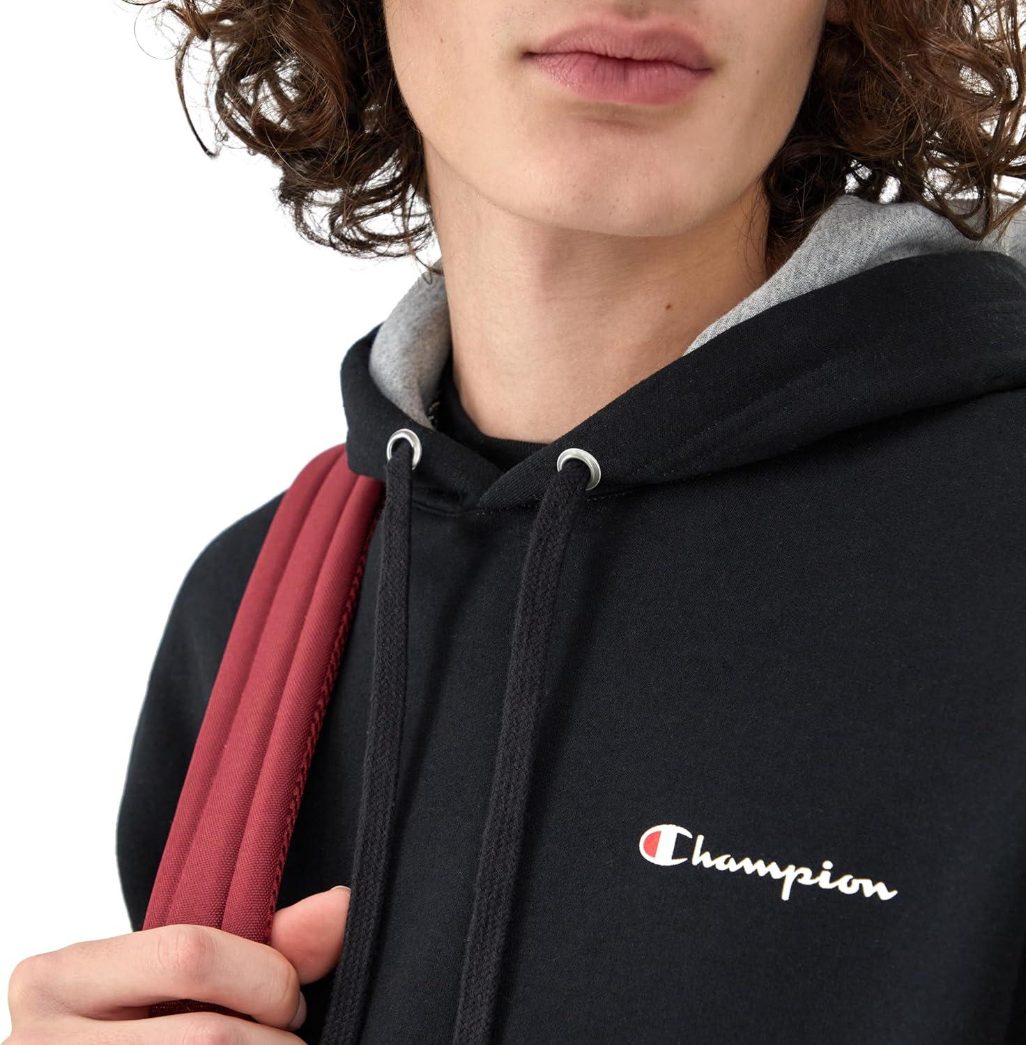 imageChampion Mens Powerblend Fleece Hoodie Sweatshirt with Script Logo Regular and Big ampamp TallBlack Small Script