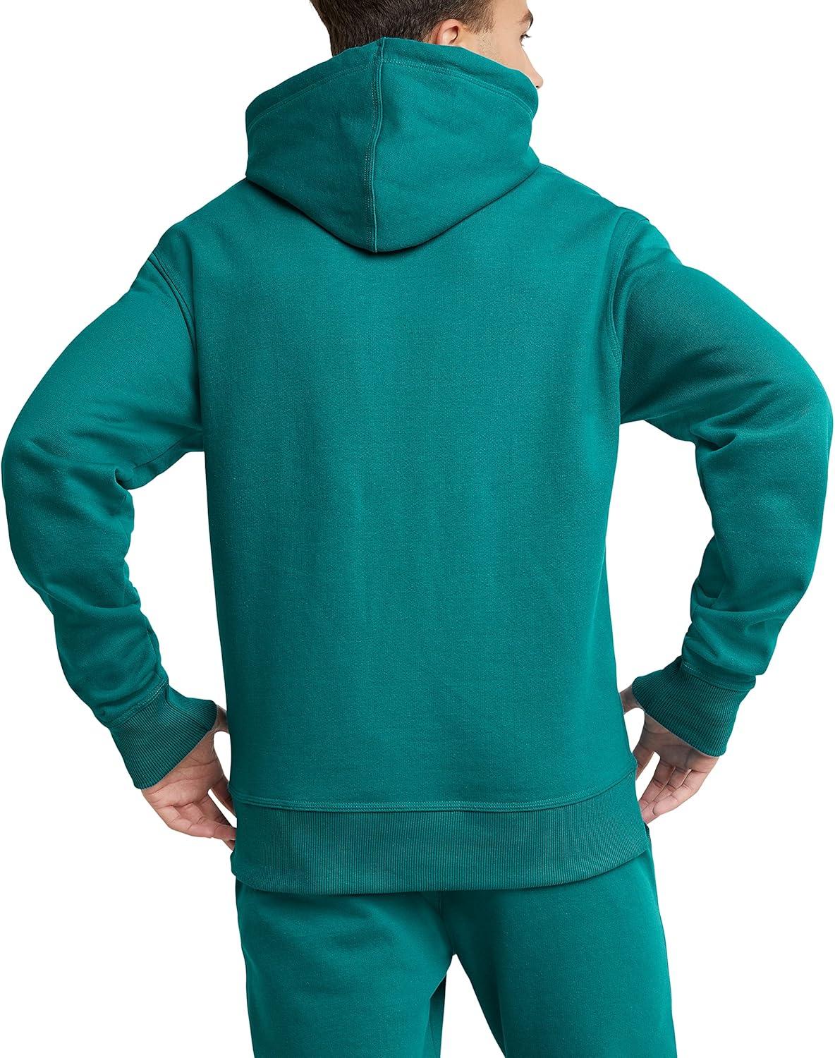 imageChampion Mens Powerblend Fleece Hoodie Sweatshirt with Script Logo Regular and Big ampamp TallDark Emerald Script