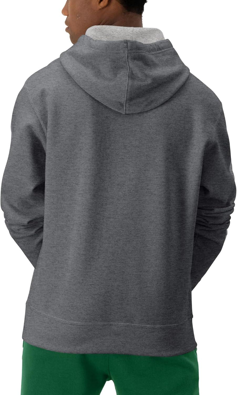 imageChampion Mens Powerblend Fleece Hoodie Sweatshirt with Script Logo Regular and Big ampamp TallGranite Heather Small Script